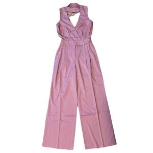 NWT Wildfang Empower Jumpsuit Womens 2 Mauve Wide Leg High Waisted